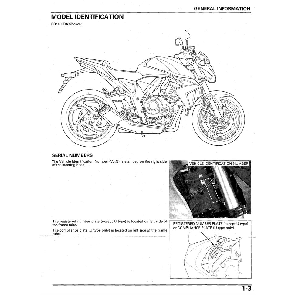 Honda CB1000R SC60 2009-2017 Full Manual Set – Repair & Maintenance Manual and User Handbook / CB 1000 R - page 3