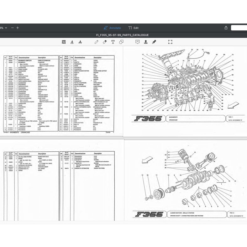Ferrari F355/ F129 1995-1999 Full Manual Set – Repair & Maintenance Manual and Spare Parts Catalog - page 9